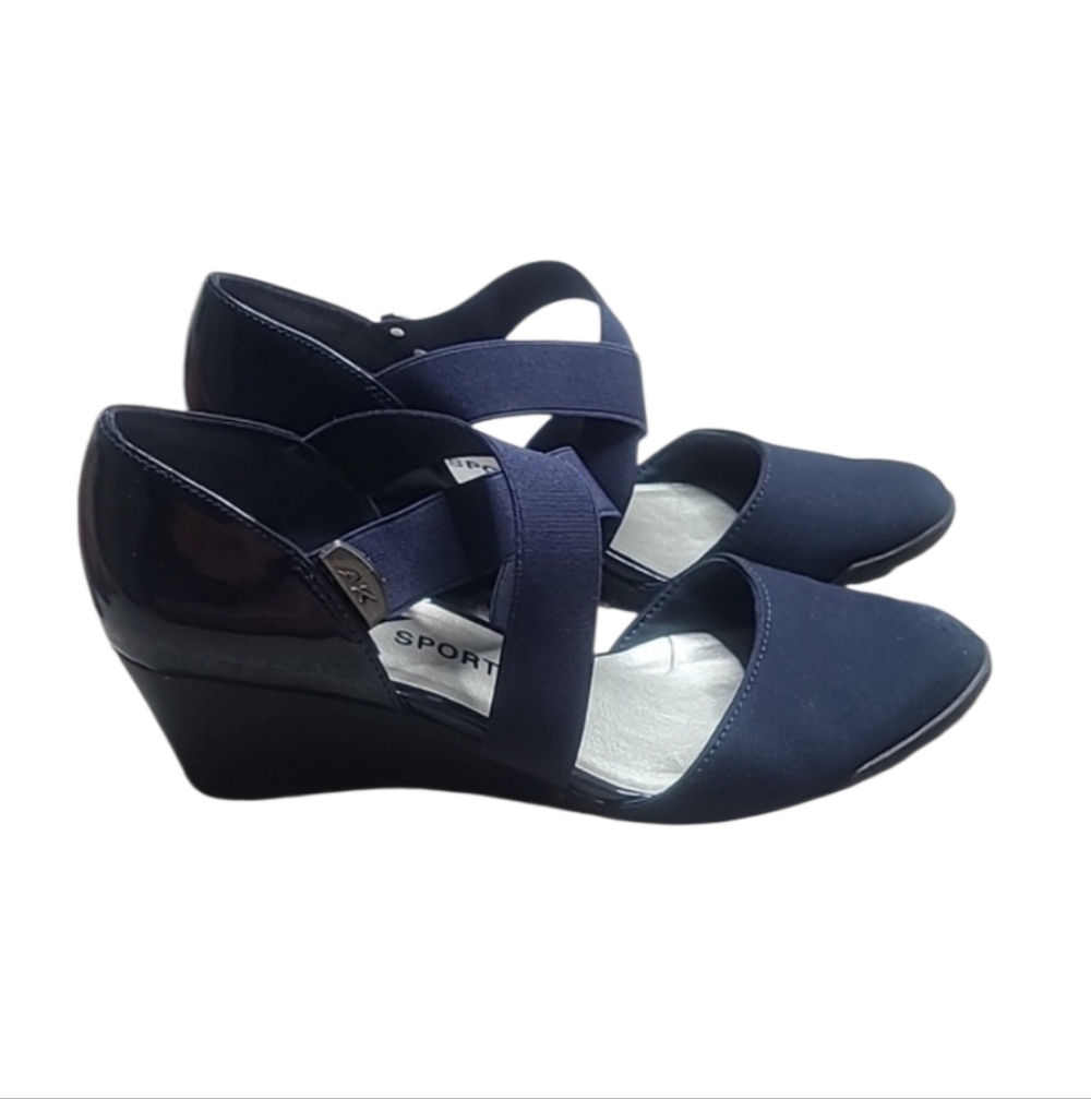 Anne Klein Sport Navy Blue Tara Wedge Heels